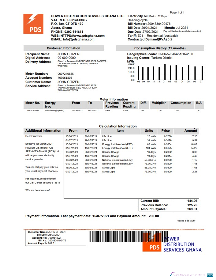 download download Ghana PDS electricity utility bill